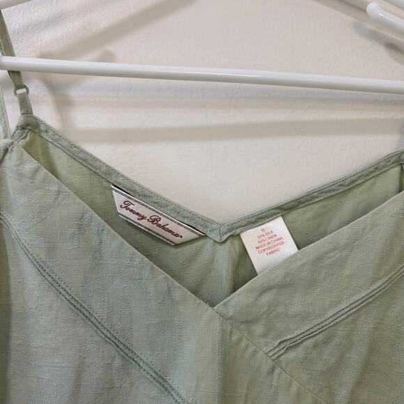 Tommy Bahama Womens Size 12 Silk & Linen Green Cropped Tank Top Tropical Preppy - Picture 3 of 4